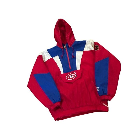 Vintage 90's Starter Montreal Canadiens NHL Pullover Puffer Jacket Red Men's XL - Picture 3 of 8